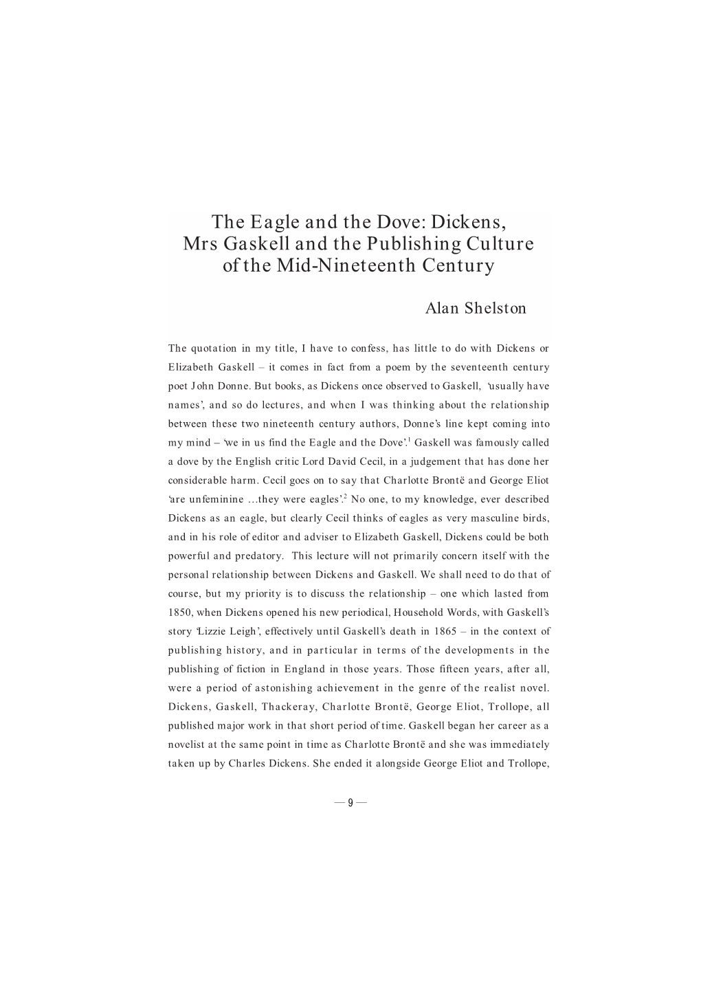 Dickens, Mrs Gaskell and the Publishing Culture of the Mid-Nineteenth Century