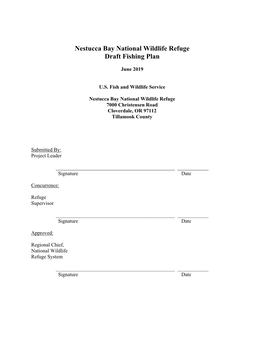 Nestucca Bay National Wildlife Refuge Draft Fishing Plan