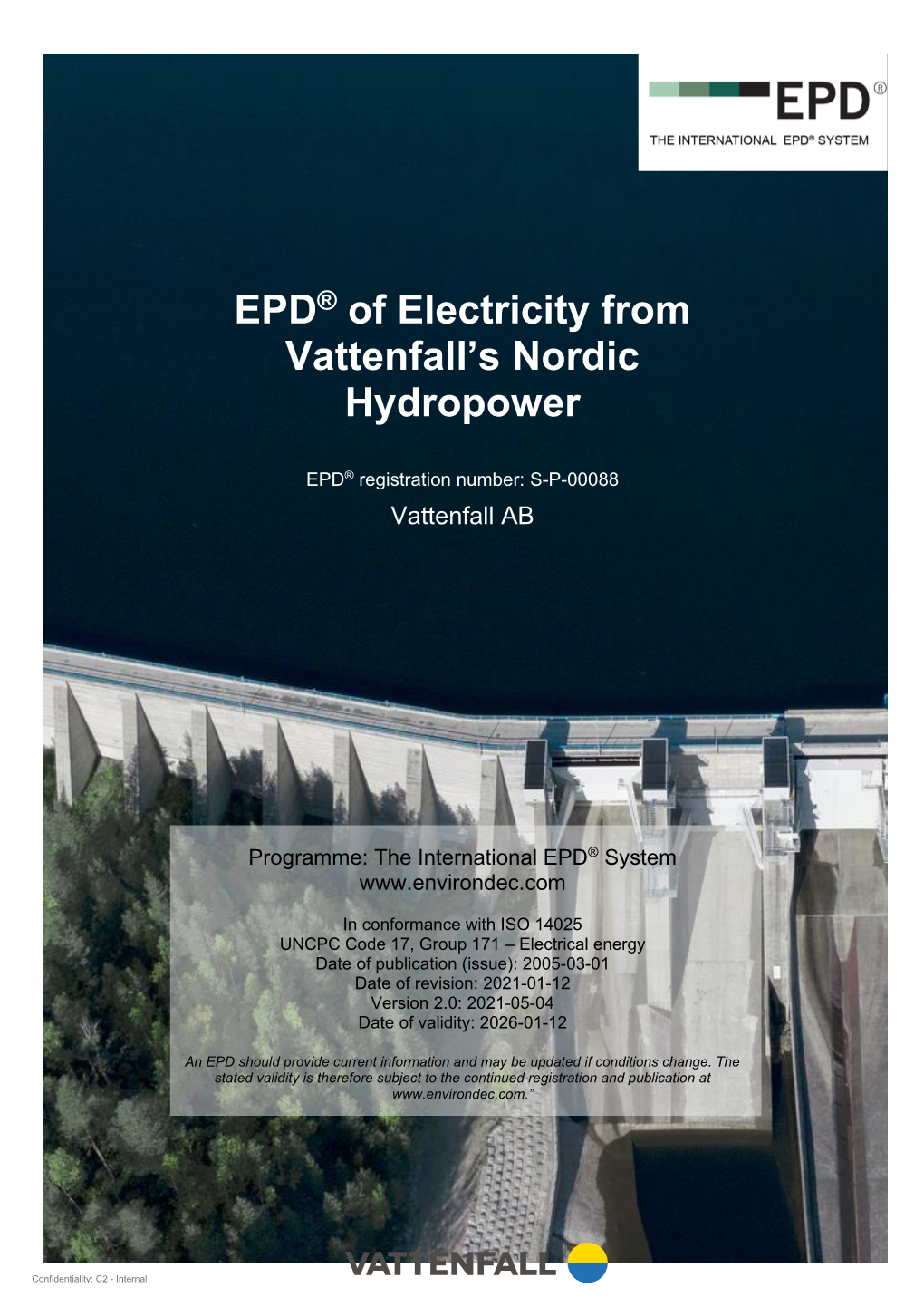 EPD® of Electricity from Vattenfall's Nordic Hydropower