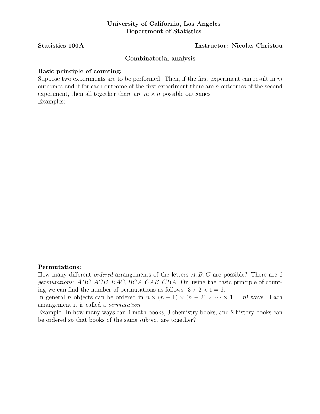 1. Introduction to Combinatorics