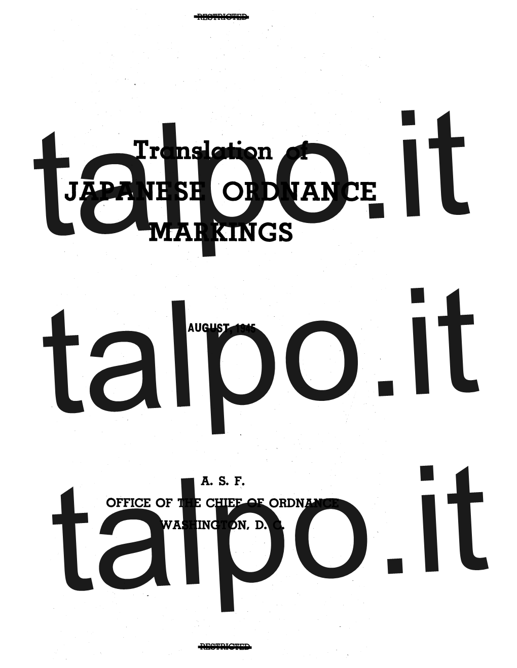 JAPANESE ORDNANCE Talpo.Itmarkings Talpo.Itaugust, 1945