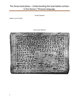 Understanding the Lead Tablets Written in the Dacian / Thracian Language