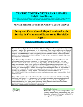 CENTRE COUNTY VETERANS AFFAIRS Navy and Coast Guard