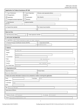 Application for Federal Assistance SF-424