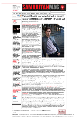 Vampire Diaries' Ian Somerhalder Foundation Takes "Interdependent