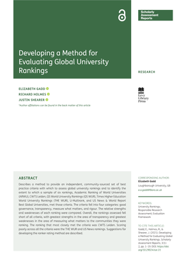 Developing a Method for Evaluating Global University Rankings