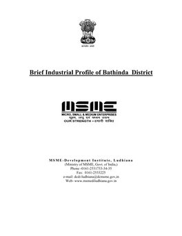Brief Industrial Profile of Bathinda District