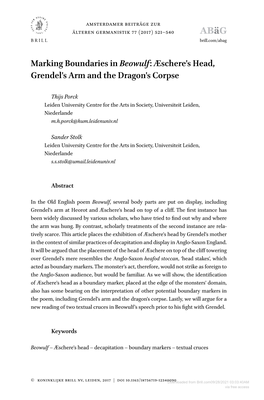 Marking Boundaries in Beowulf: Ęschere's Head, Grendel's Arm And