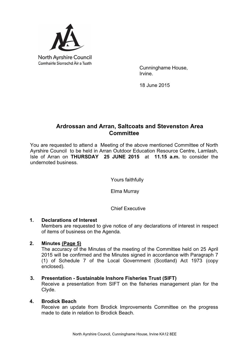 Ardrossan and Arran, Saltcoats and Stevenston Area Committee