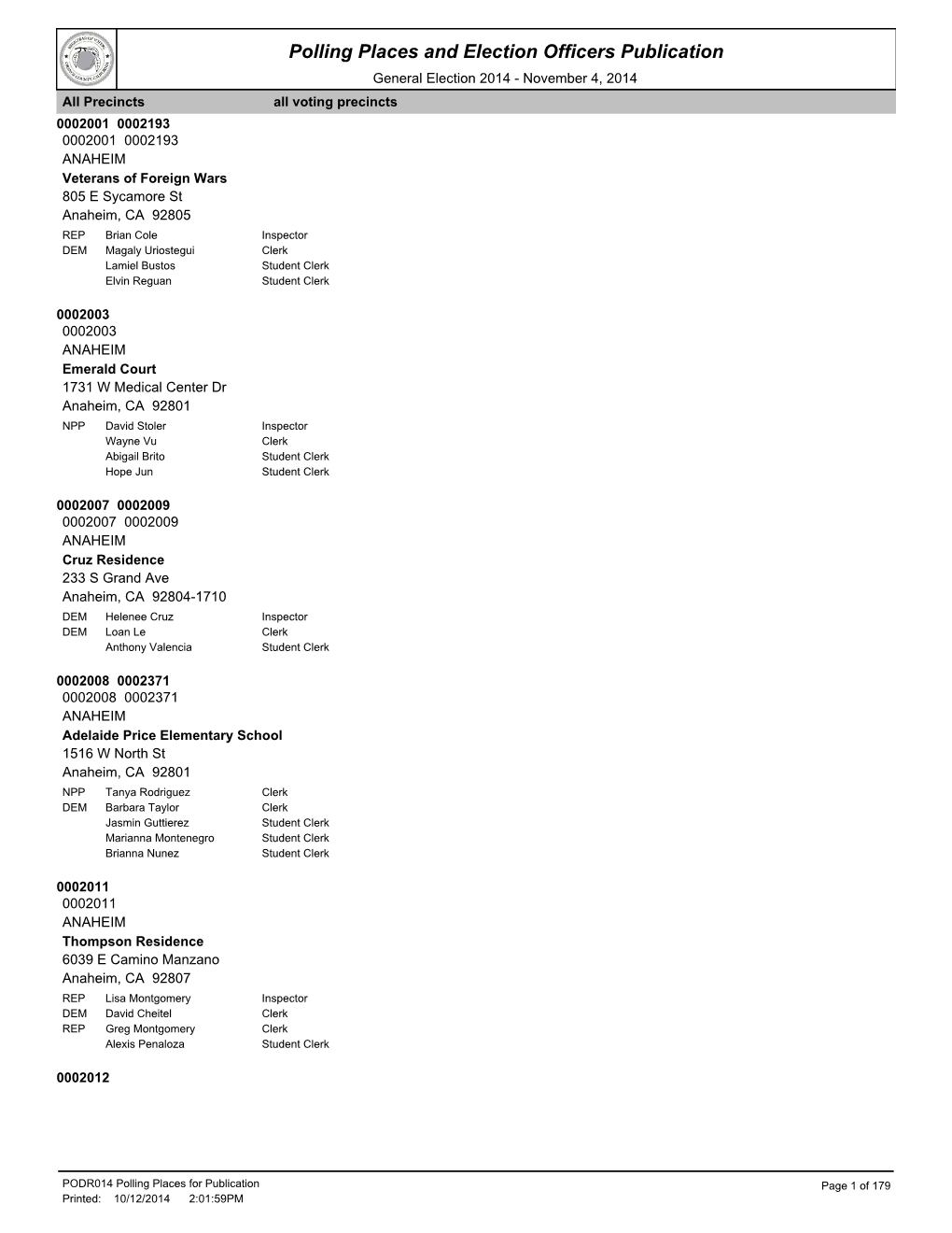 Polling Places and Election Officers Publication