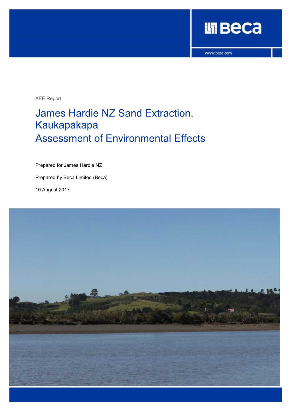 James Hardie NZ Sand Extraction. Kaukapakapa Assessment of Environmental Effects