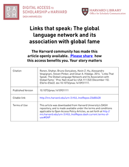The Global Language Network and Its Association with Global Fame