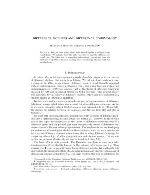 DIFFERENCE MODULES and DIFFERENCE COHOMOLOGY 1. Introduction in This Article, We Initiate a Systematic Study of Module Categorie