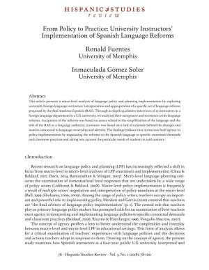 University Instructors' Implementation of Spanish Language Reforms
