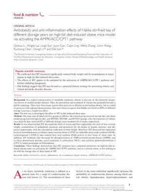 Antiobesity and Anti-Inflammation Effects of Hakka Stir-Fried Tea Of