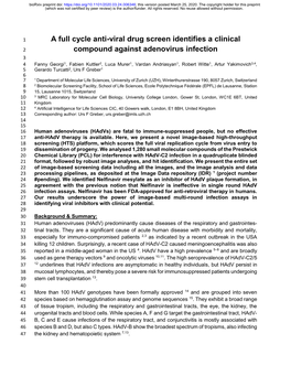 A Full Cycle Anti-Viral Drug Screen Identifies a Clinical Compound