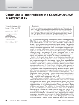 The Canadian Journal of Surgery at 60