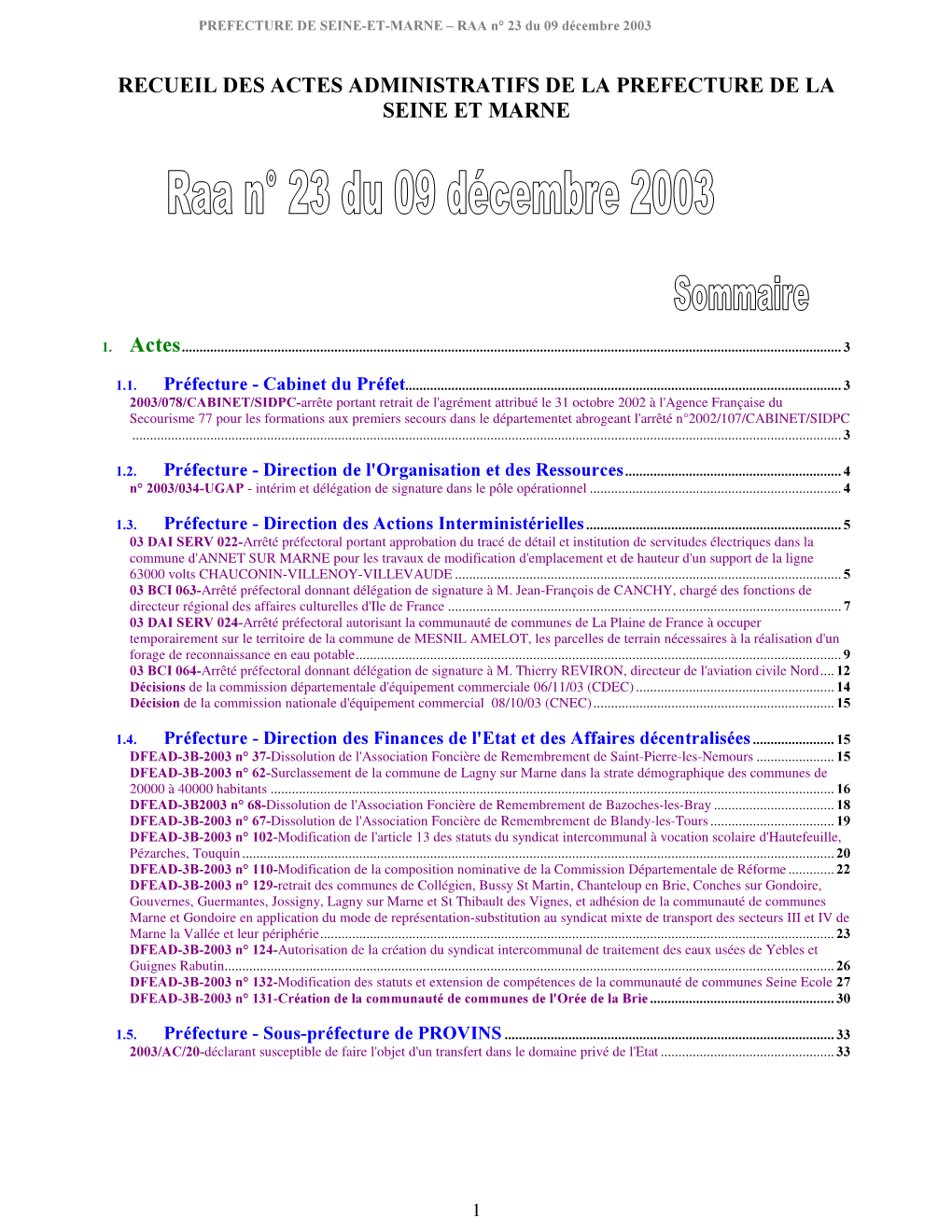 Recueil Des Actes Administratifs De La Prefecture De La Seine Et Marne