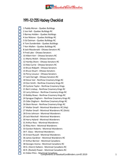 1911-12 C55 Hockey Checklist