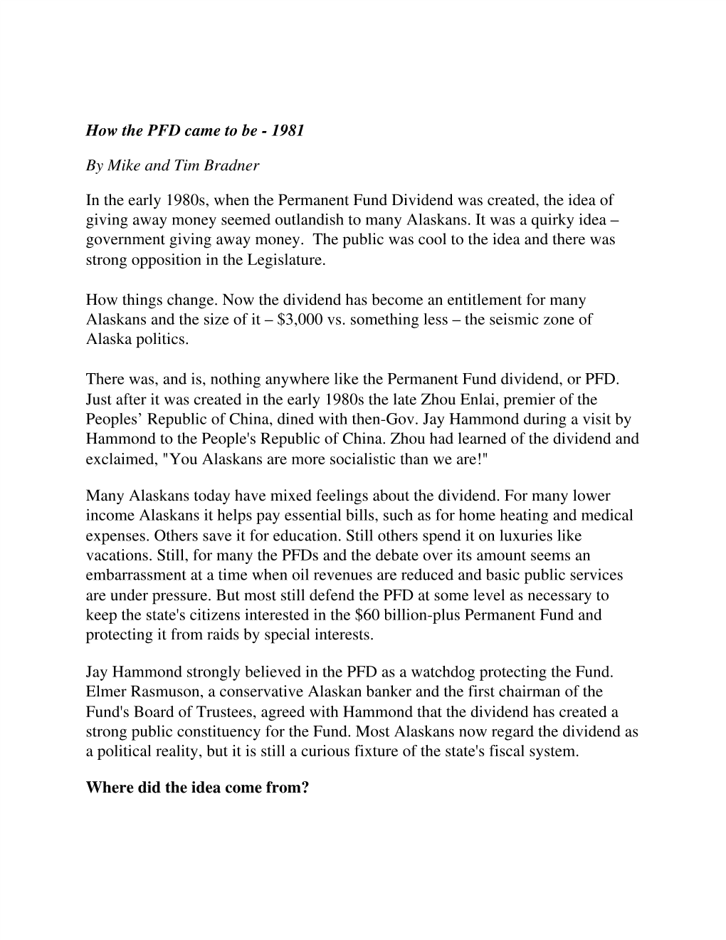 How the PFD Came to Be 1981 DocsLib