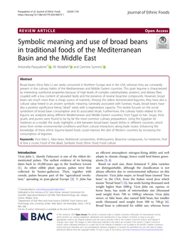 Symbolic Meaning and Use of Broad Beans in Traditional Foods of the Mediterranean Basin and the Middle East Antonella Pasqualone1* , Ali Abdallah2 and Carmine Summo1
