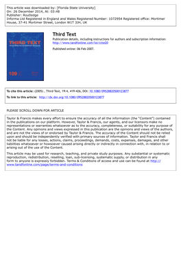 Third Text Publication Details, Including Instructions for Authors and Subscription Information: Published Online: 06 Feb 2007