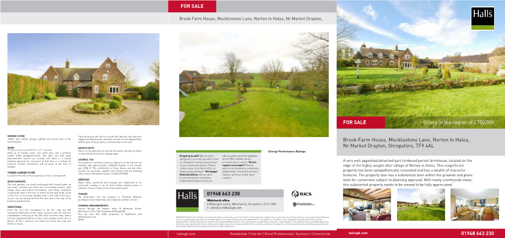 Offers in the Region of £750,000 Brook Farm House, Mucklestone Lane