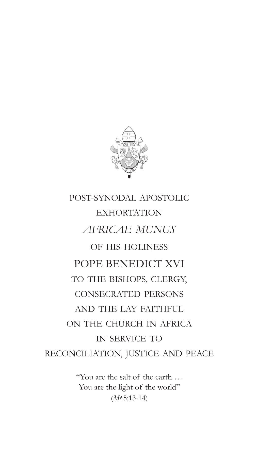 Africae Munus Pope Benedict