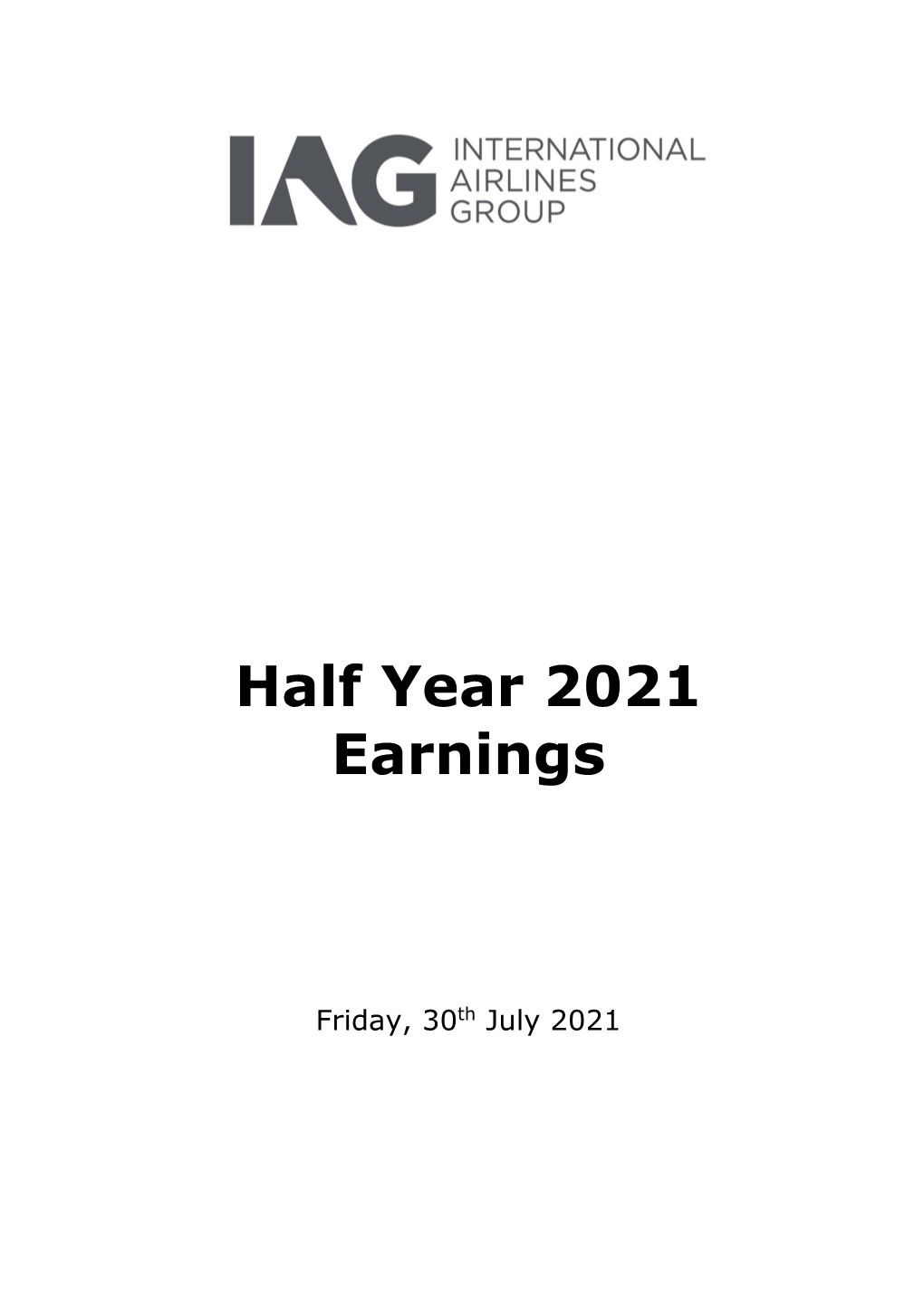 Half Year 2021 Earnings