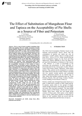 The Effect of Substitution of Mungabean Flour and Tapioca On