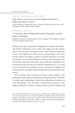An Interreligious Encounter in Eighteenth-Century Vietnam. AAR Religion in Translation Series
