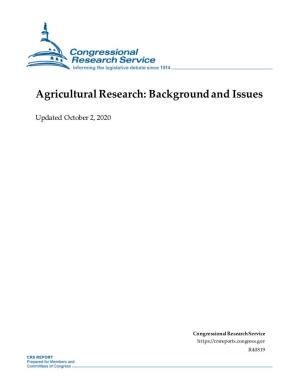 Agricultural Research: Background and Issues