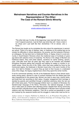 The Case of the Romani Ethnic Minority Prologu