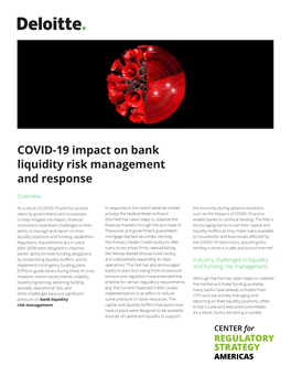 COVID-19 Impact on Bank Liquidity Risk Management and Response