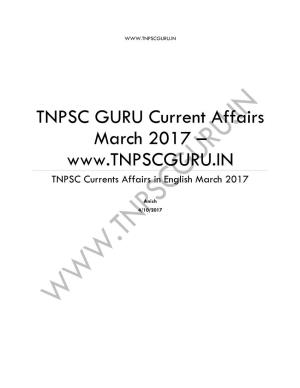 TNPSC GURU Current Affairs March 2017 – TNPSC Currents Affairs in English March 2017