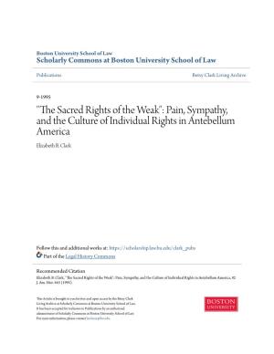 Pain, Sympathy, and the Culture of Individual Rights in Antebellum America Elizabeth B
