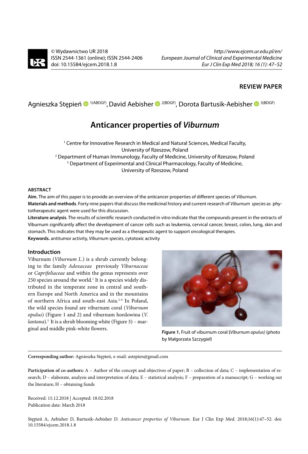 Anticancer Properties of Viburnum 47