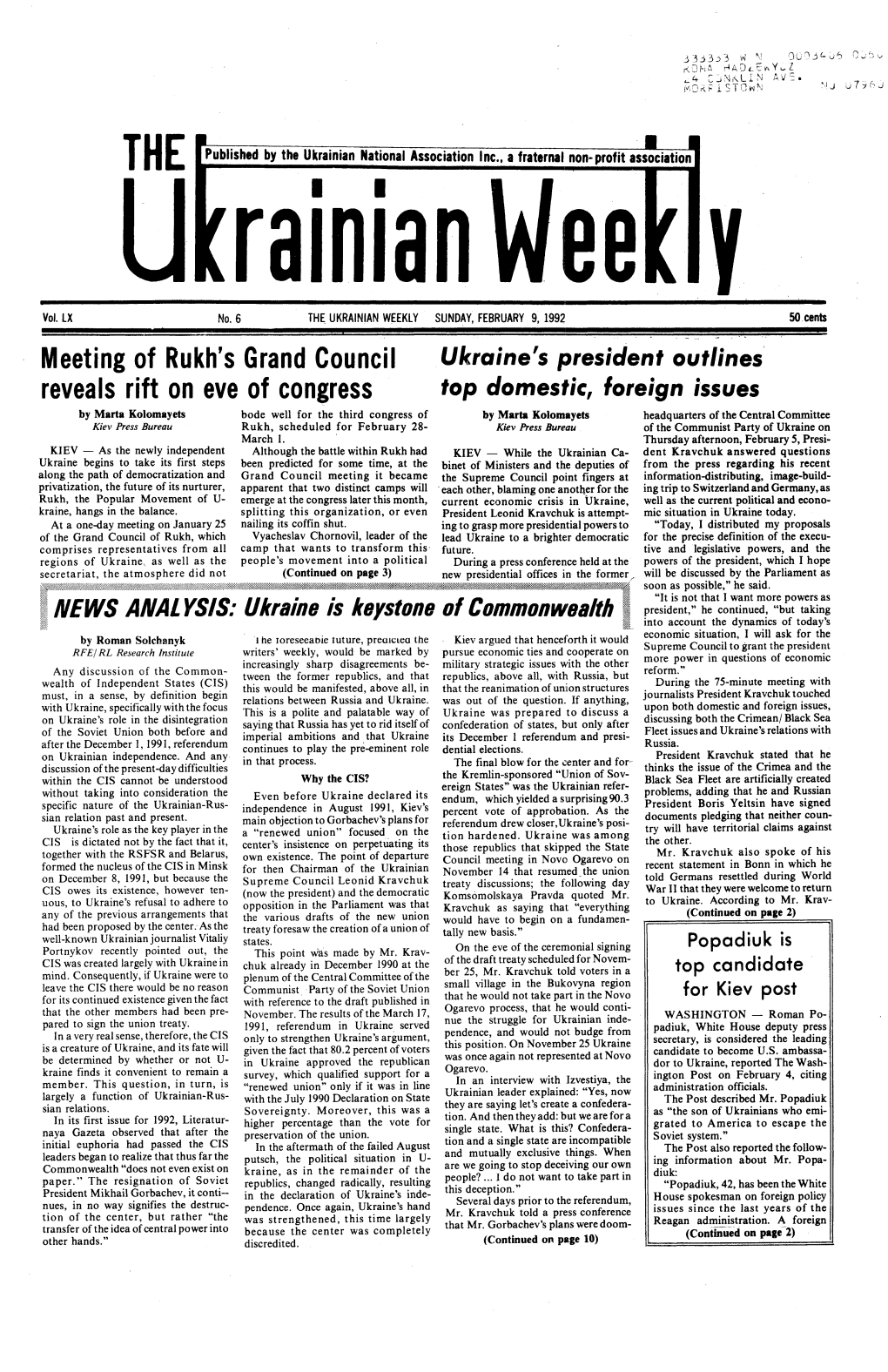 The Ukrainian Weekly 1992