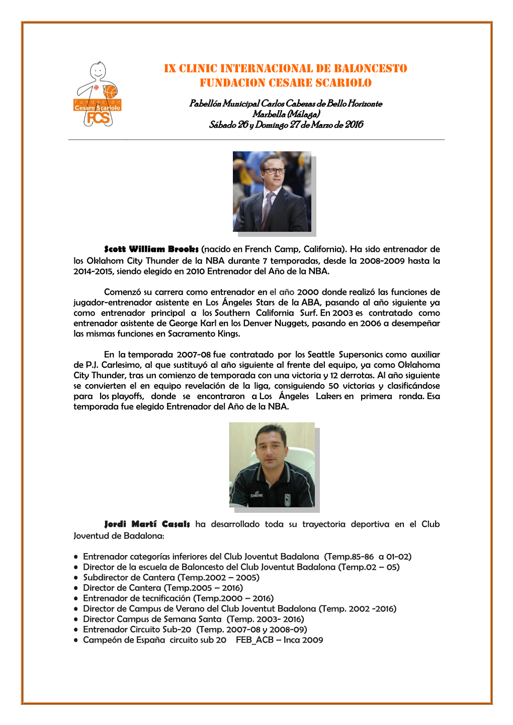 Ix Clinic Internacional De Baloncesto Fundacion Cesare Scariolo