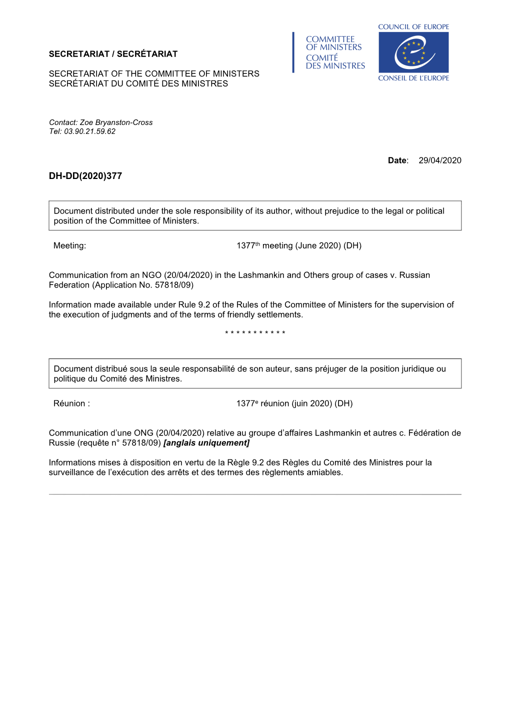 Lashmankin and Others Group of Cases V Russian Federation