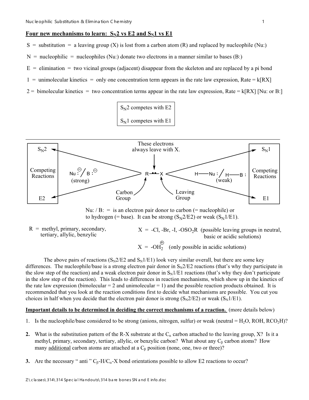 Four New Mechanisms to Learn: SN2 Vs E2 and SN1 Vs E1