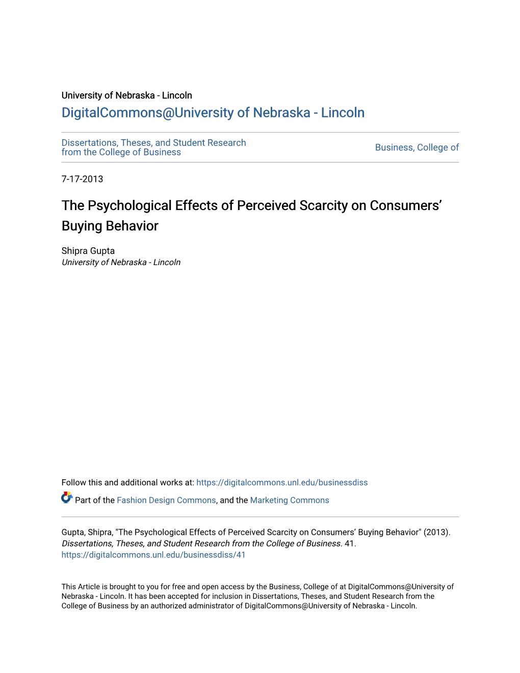 The Psychological Effects of Perceived Scarcity on Consumers’ Buying Behavior