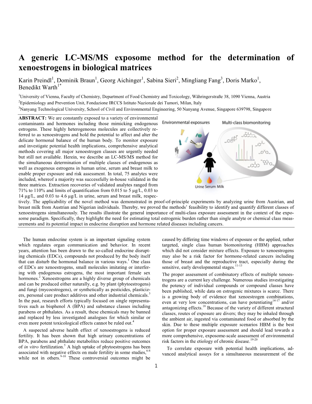 A Generic LC-MS/MS Exposome Method for the Determination Of