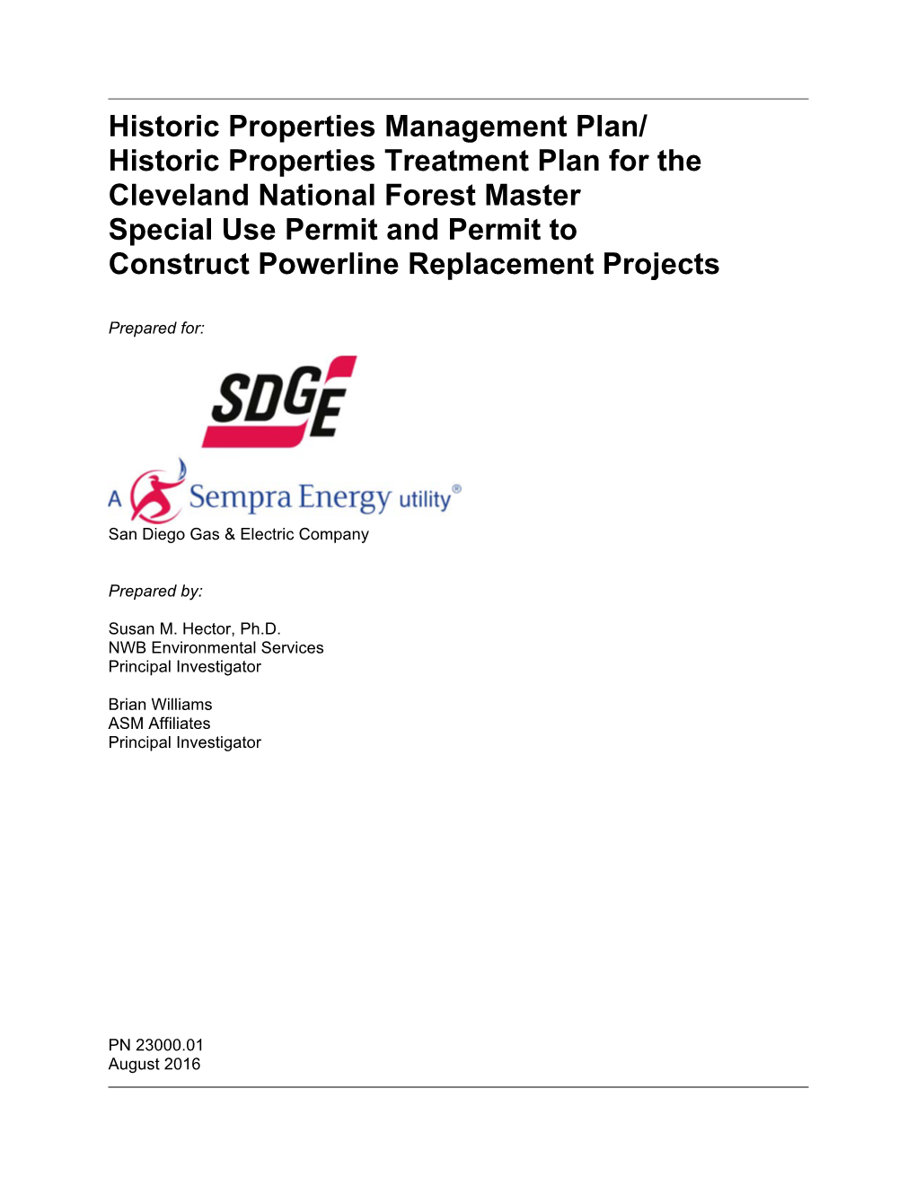 Historic Properties Management Plan