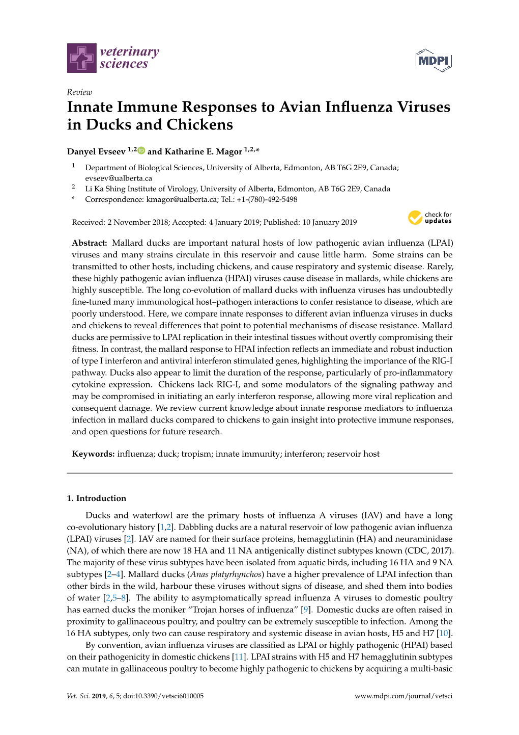 Innate Immune Responses to Avian Influenza Viruses in Ducks