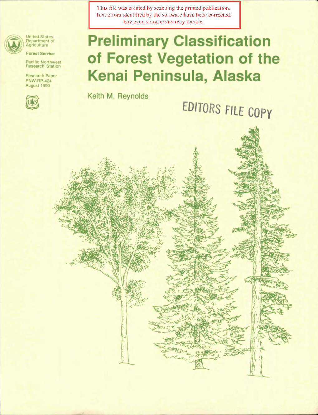 Preliminary Classification of Forest Vegetation of the Kenai Peninsula, Alaska