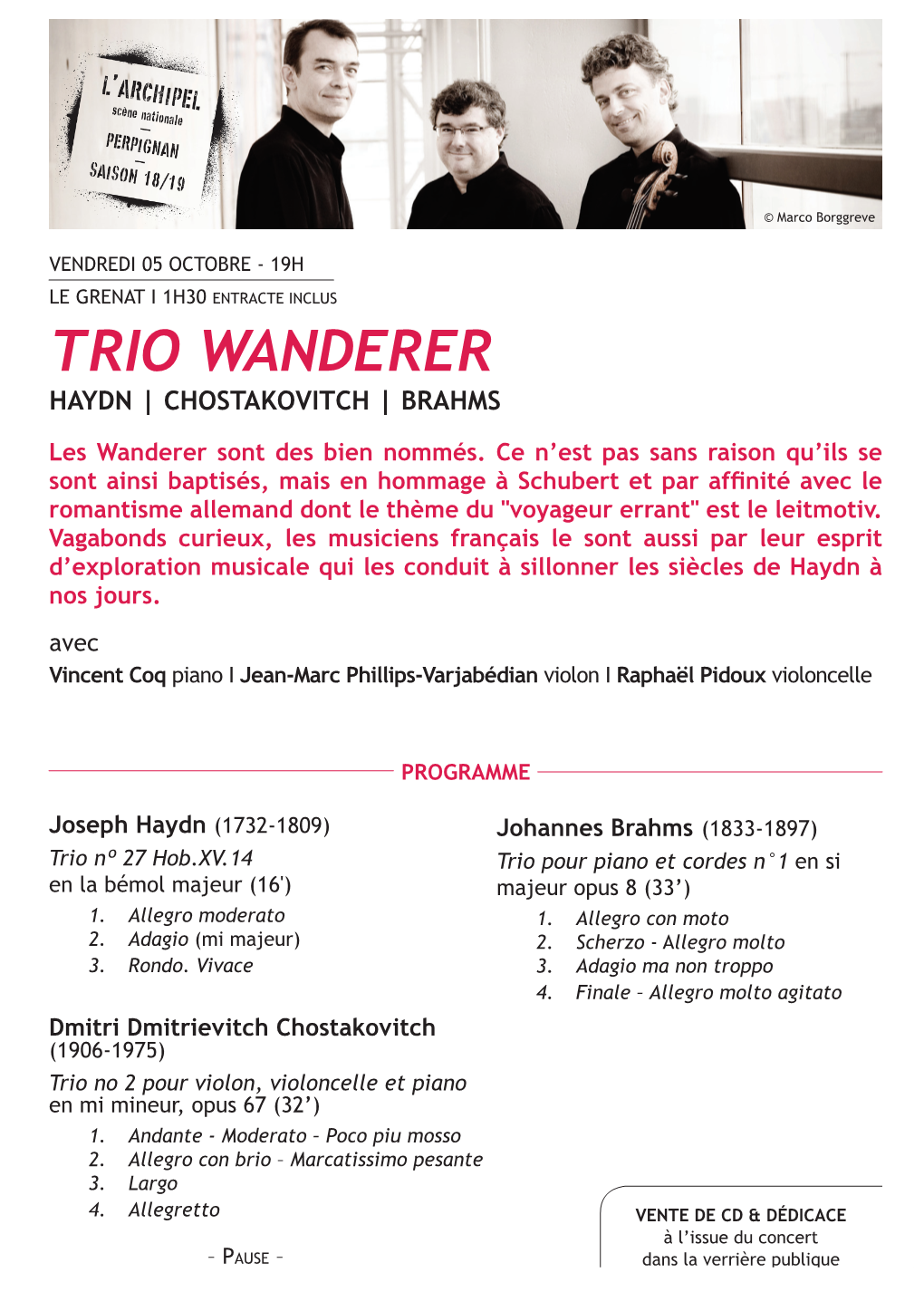 TRIO WANDERER Haydn | Chostakovitch | Brahms