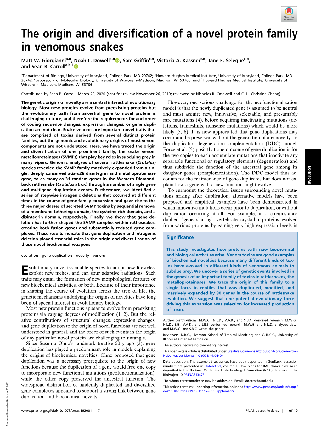 The Origin and Diversification of a Novel Protein Family in Venomous Snakes