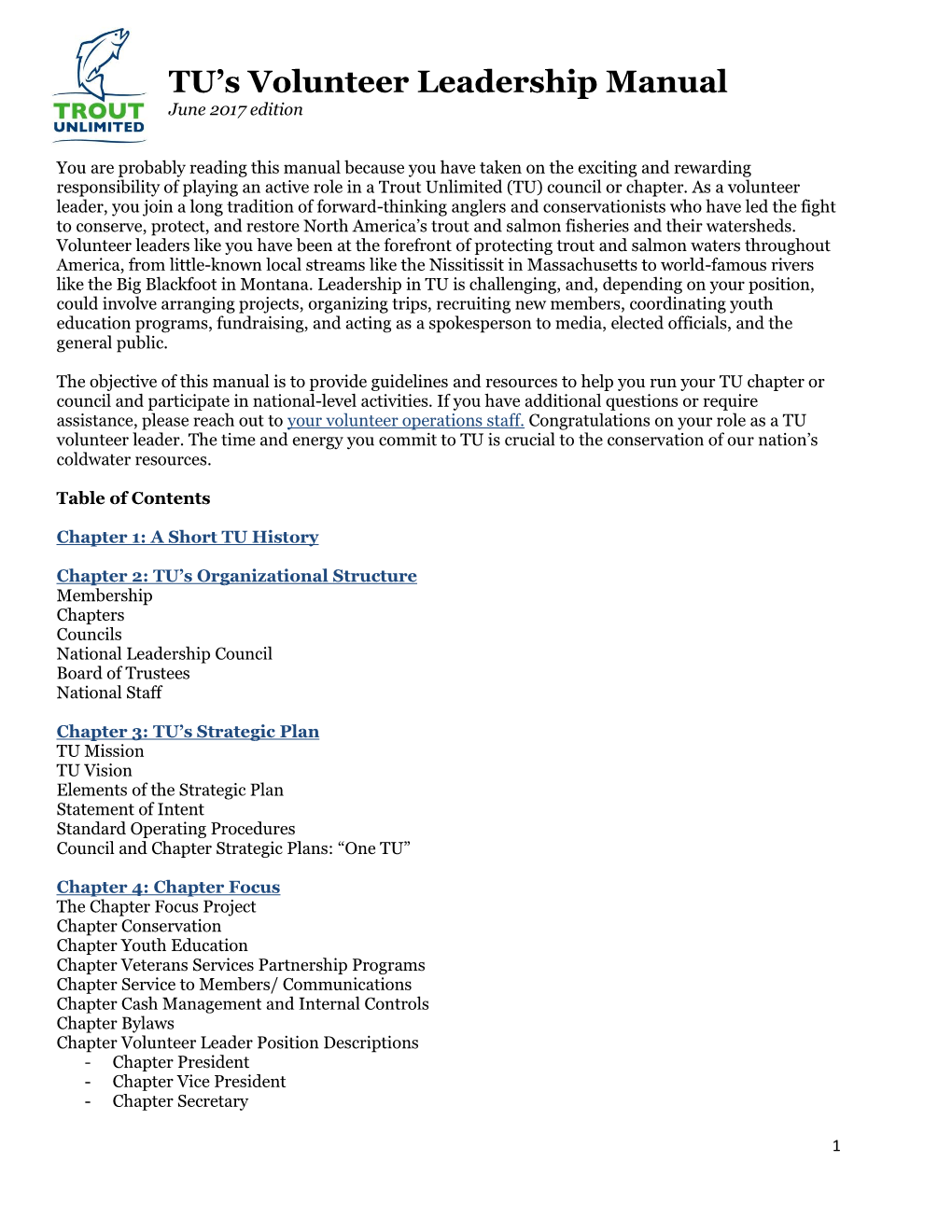 TU Leadership Manual - Chapter/ Council Bylaws - If Applicable, Chapter Incorporation, Gaming License, Certificate of State Tax-Exempt Status, Etc