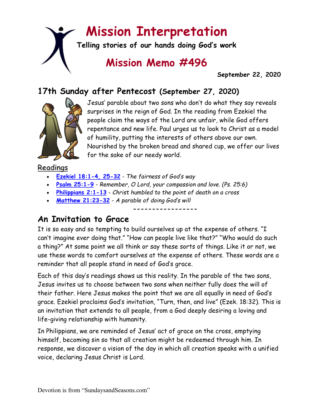 Mission Memo #496 September 22, 2020